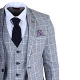 Terno xadrez azul claro masculino de 3 peças