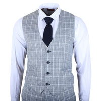 Terno xadrez azul claro masculino de 3 peças