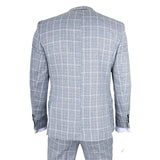 Terno xadrez azul claro masculino de 3 peças