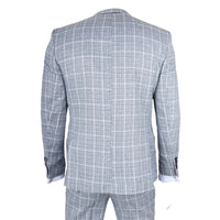 Terno xadrez azul claro masculino de 3 peças