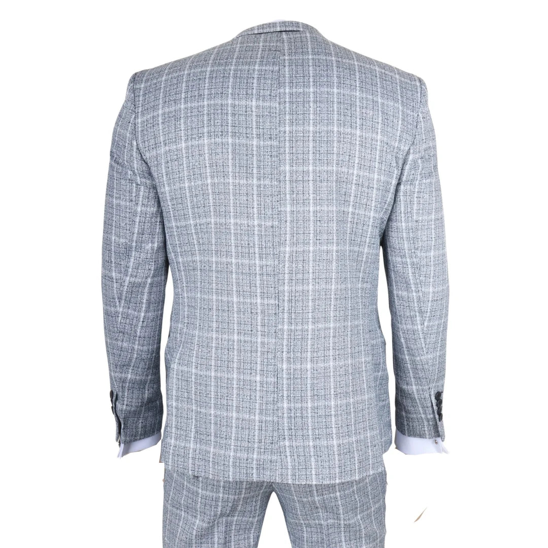 Terno xadrez azul claro masculino de 3 peças