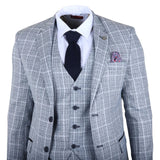 Terno xadrez azul claro masculino de 3 peças