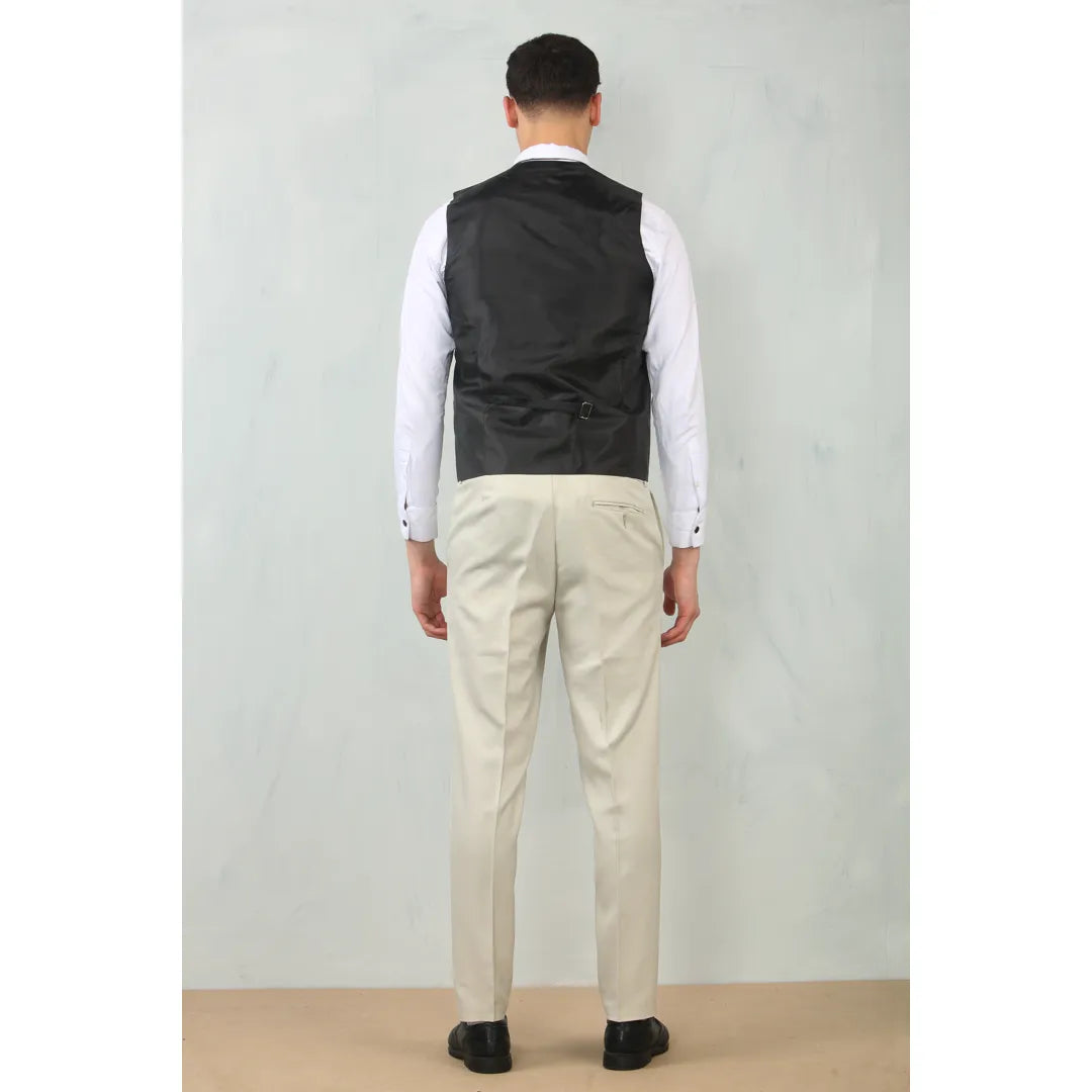 IM200 - Terno de casamento masculino de 3 peças, corte sob medida, cor creme