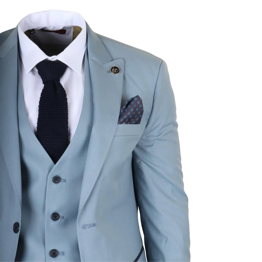 IM32 - Terno masculino liso azul turquesa de 3 peças