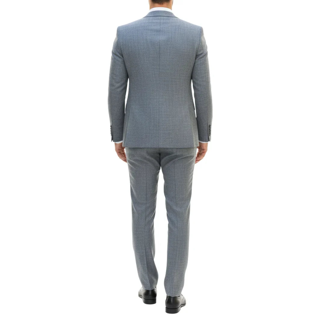 Terno masculino azul de 3 peças com corte sob medida