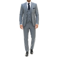 Terno masculino azul de 3 peças com corte sob medida