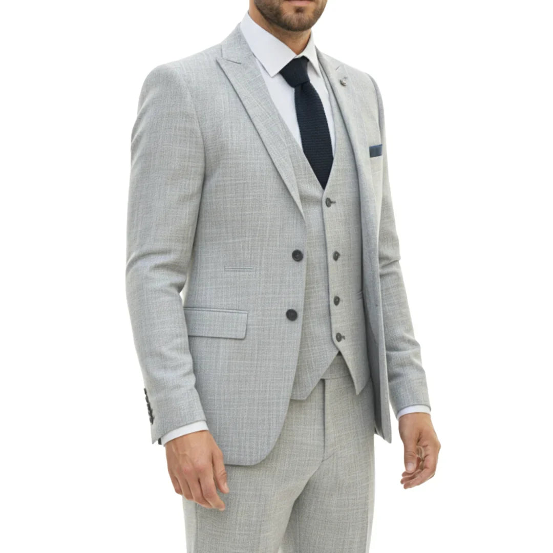 IM33 - Terno masculino cinza de 3 peças com corte sob medida