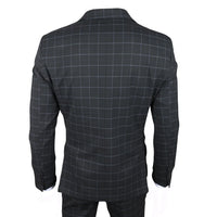 Terno masculino IM3 preto xadrez de 3 peças com corte sob medida.