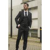 Terno masculino IM3 preto xadrez de 3 peças com corte sob medida.