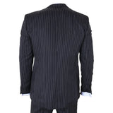 IM45 - Terno masculino preto de 3 peças com risca de giz estilo máfia