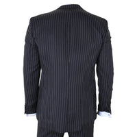 IM45 - Terno masculino preto de 3 peças com risca de giz estilo máfia