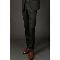 Joshua - Calças masculinas em tweed xadrez verde
