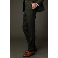 Joshua - Calças masculinas em tweed xadrez verde