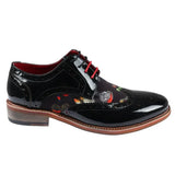 Julius - Sapatos Brogue Masculinos em Couro Envernizado com Estampa de Borboletas