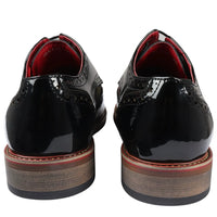 Julius - Sapatos Brogue Masculinos em Couro Envernizado com Estampa de Borboletas