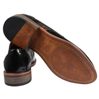 Julius - Sapatos Brogue Masculinos em Couro Envernizado com Estampa de Borboletas