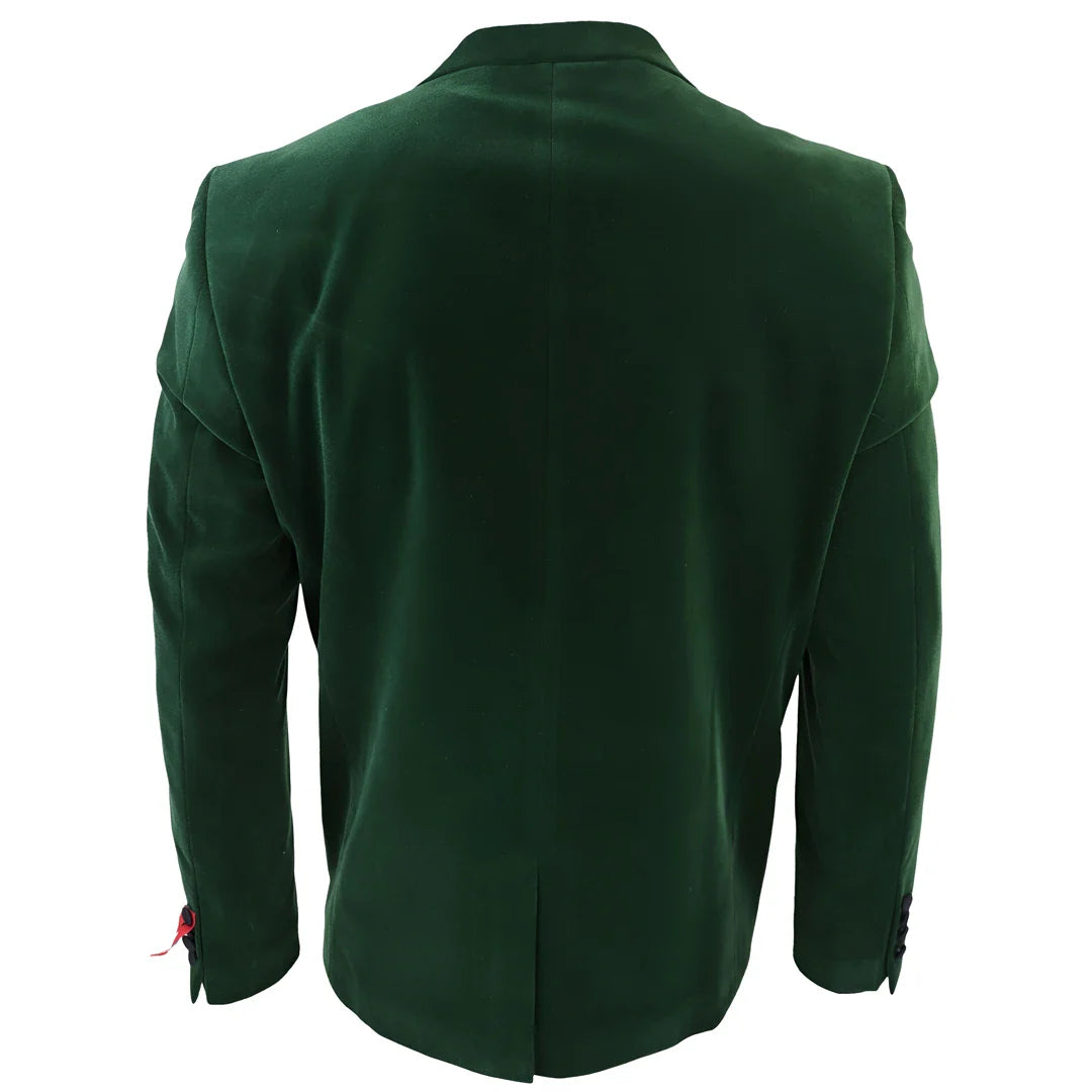 Smoking masculino verde de veludo com lapelas de cetim para jantar, casamento, formatura e traje de gala.