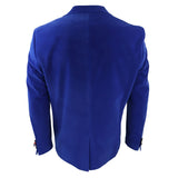 Smoking masculino azul royal de veludo com lapelas de cetim para jantar, casamento, formatura e traje de gala.