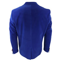 Smoking masculino azul royal de veludo com lapelas de cetim para jantar, casamento, formatura e traje de gala.