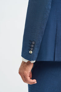 Terno masculino azul de linho para o verão