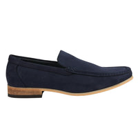 Mocassins masculinos de camurça leve azul-marinho