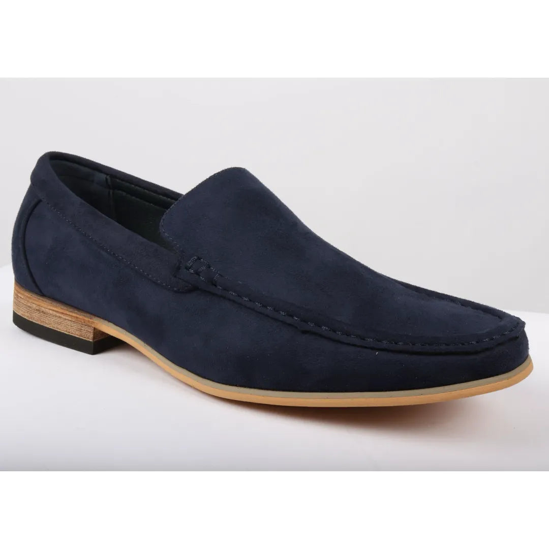 Mocassins masculinos de camurça leve azul-marinho