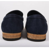 Mocassins masculinos de camurça leve azul-marinho