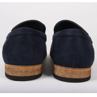 Mocassins masculinos de camurça leve azul-marinho