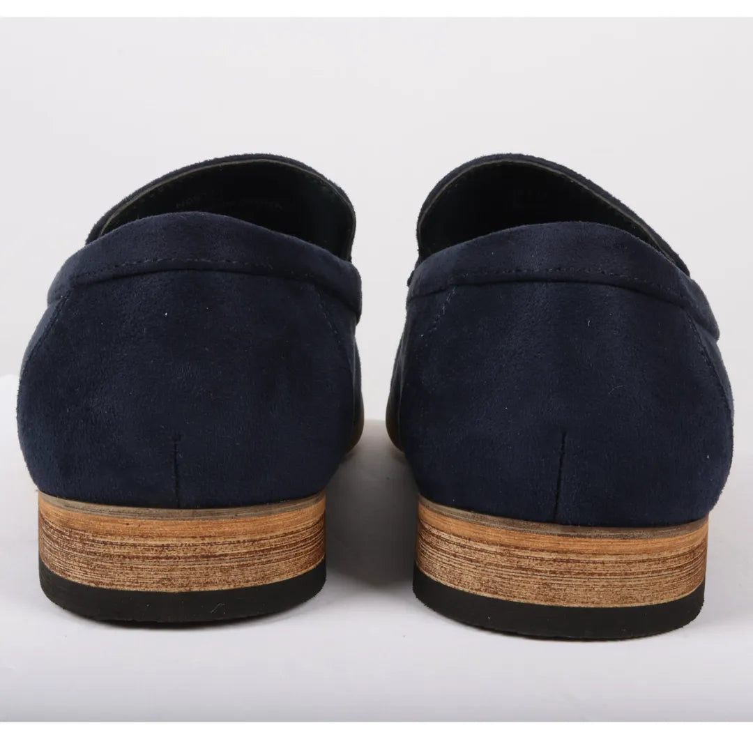 Mocassins masculinos de camurça leve azul-marinho