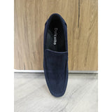 Mocassins masculinos de camurça leve azul-marinho