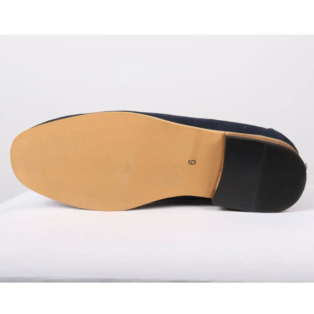 Mocassins masculinos de camurça leve azul-marinho