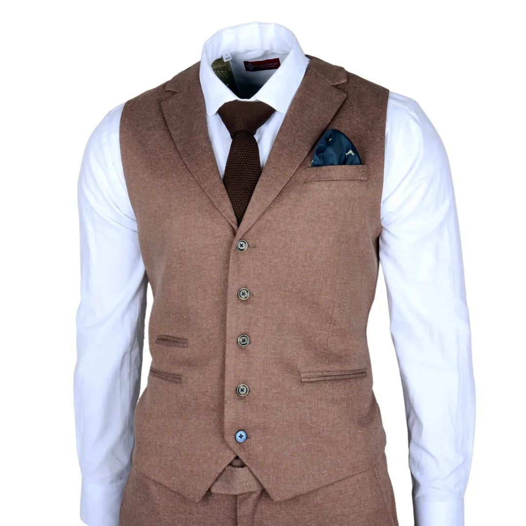 Terno Nathan Masculino Marrom de 3 Peças com Corte Slim