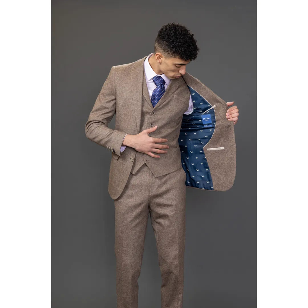 Terno Nathan Masculino Marrom de 3 Peças com Corte Slim