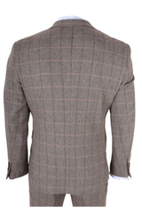 Harris - Terno masculino marrom de tweed com estampa espinha de peixe, 3 peças