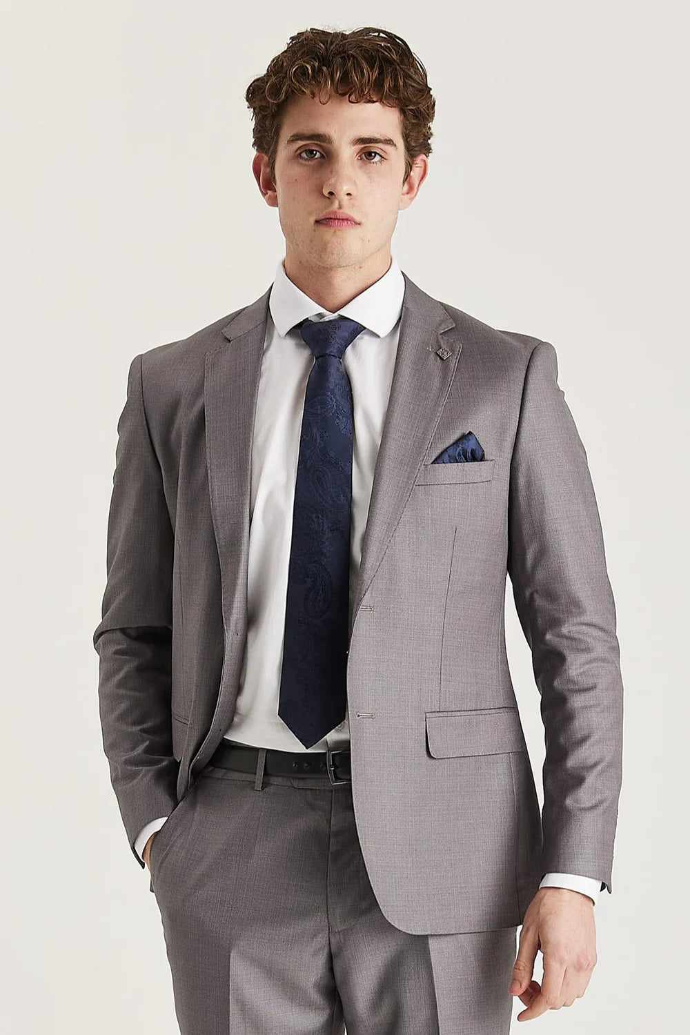 Edward - Blazer masculino cinza de corte ajustado