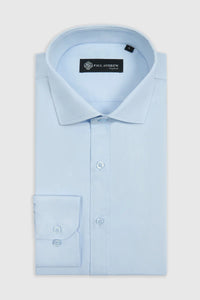 Camisa social masculina clássica com punho duplo e colarinho cutaway - Azul