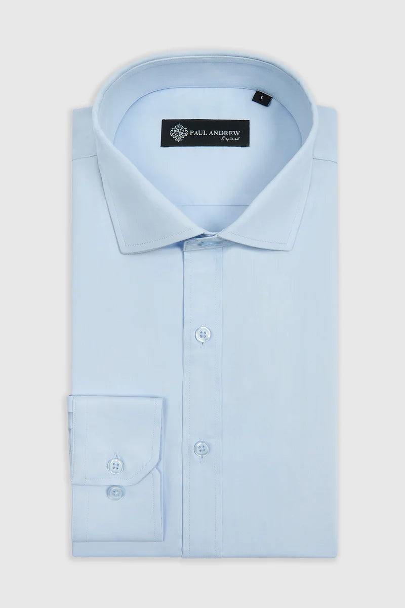 Camisa social masculina clássica com punho duplo e colarinho cutaway - Azul