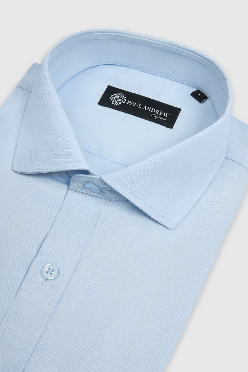 Camisa social masculina clássica com punho duplo e colarinho cutaway - Azul
