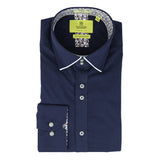 Camisa masculina azul marinho com botões e estampa floral Winchester