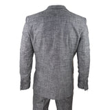 Terno masculino de 3 peças cinza e preto texturizado, corte sob medida, ideal para casamento, formatura, festa e ocasiões formais.