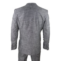 Terno masculino de 3 peças cinza e preto texturizado, corte sob medida, ideal para casamento, formatura, festa e ocasiões formais.