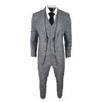 Terno masculino de 3 peças cinza e preto texturizado, corte sob medida, ideal para casamento, formatura, festa e ocasiões formais.