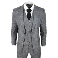 Terno masculino de 3 peças cinza e preto texturizado, corte sob medida, ideal para casamento, formatura, festa e ocasiões formais.