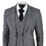 Terno masculino de 3 peças cinza e preto texturizado, corte sob medida, ideal para casamento, formatura, festa e ocasiões formais.