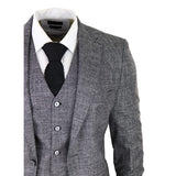 Terno masculino de 3 peças cinza e preto texturizado, corte sob medida, ideal para casamento, formatura, festa e ocasiões formais.