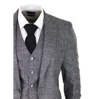 Terno masculino de 3 peças cinza e preto texturizado, corte sob medida, ideal para casamento, formatura, festa e ocasiões formais.