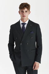 Regent - Terno masculino verde de duas peças com abotoamento duplo