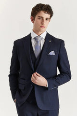 Regent - Terno Príncipe de Gales Xadrez de 3 Peças Masculino Azul Marinho