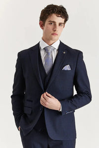 Regent - Terno Príncipe de Gales Xadrez de 3 Peças Masculino Azul Marinho
