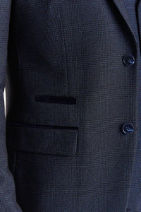 Regent - Terno Príncipe de Gales Xadrez de 3 Peças Masculino Azul Marinho